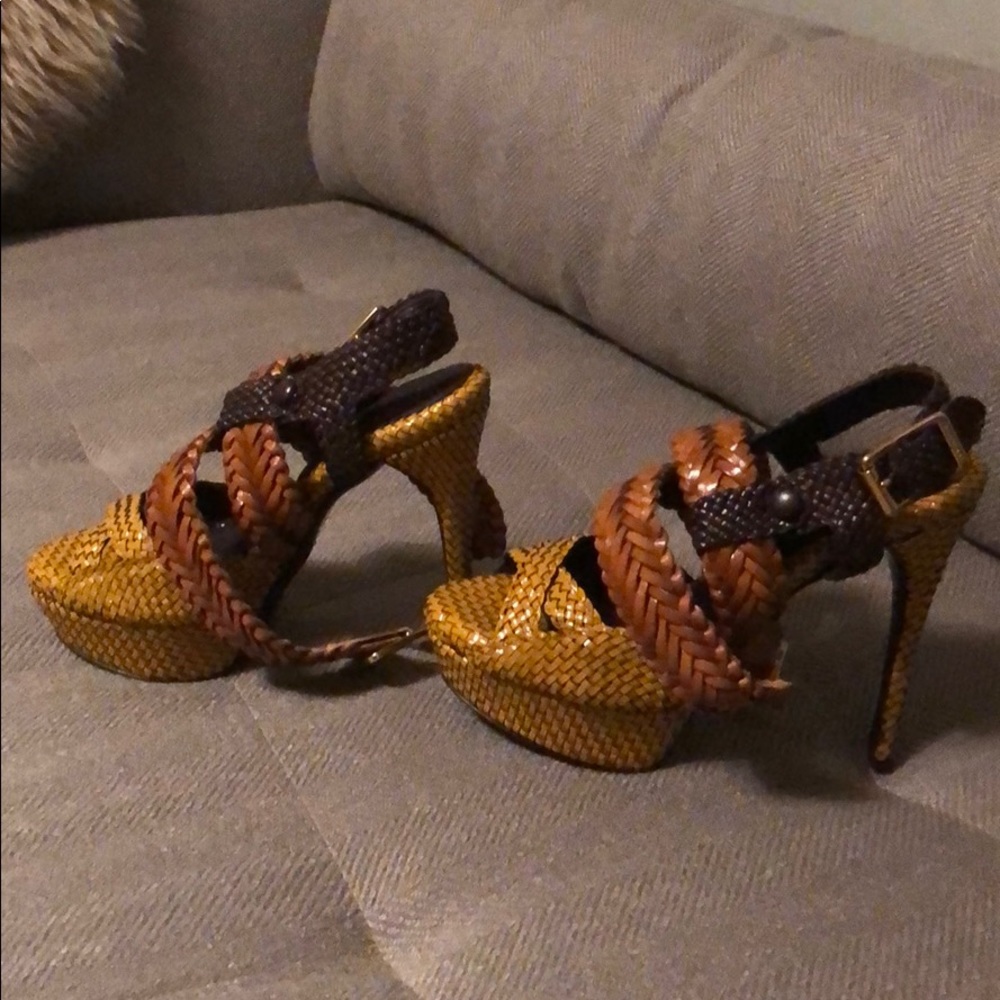 Woven Burberry Leather Golloway Platform Sandal